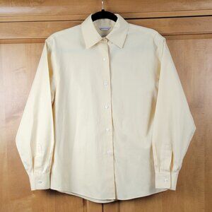 Talbots Wrinkle Resistant Long-Sleeve Butter Yellow Cotton Blouse - 14